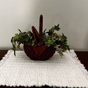 Wicker Basket with Faux Greenery